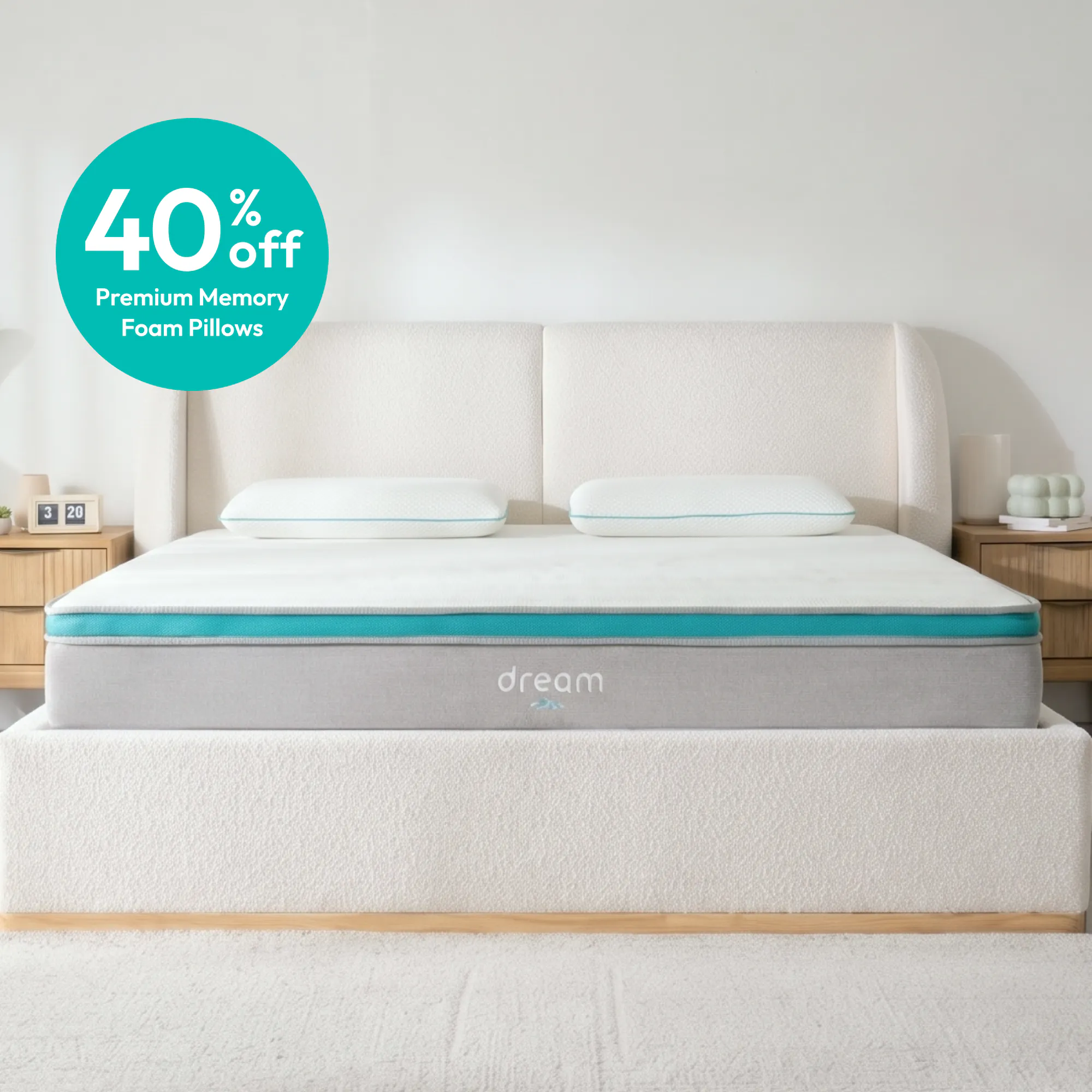 DREAM Mattress + 40% Off Premium Memory Foam Pillows