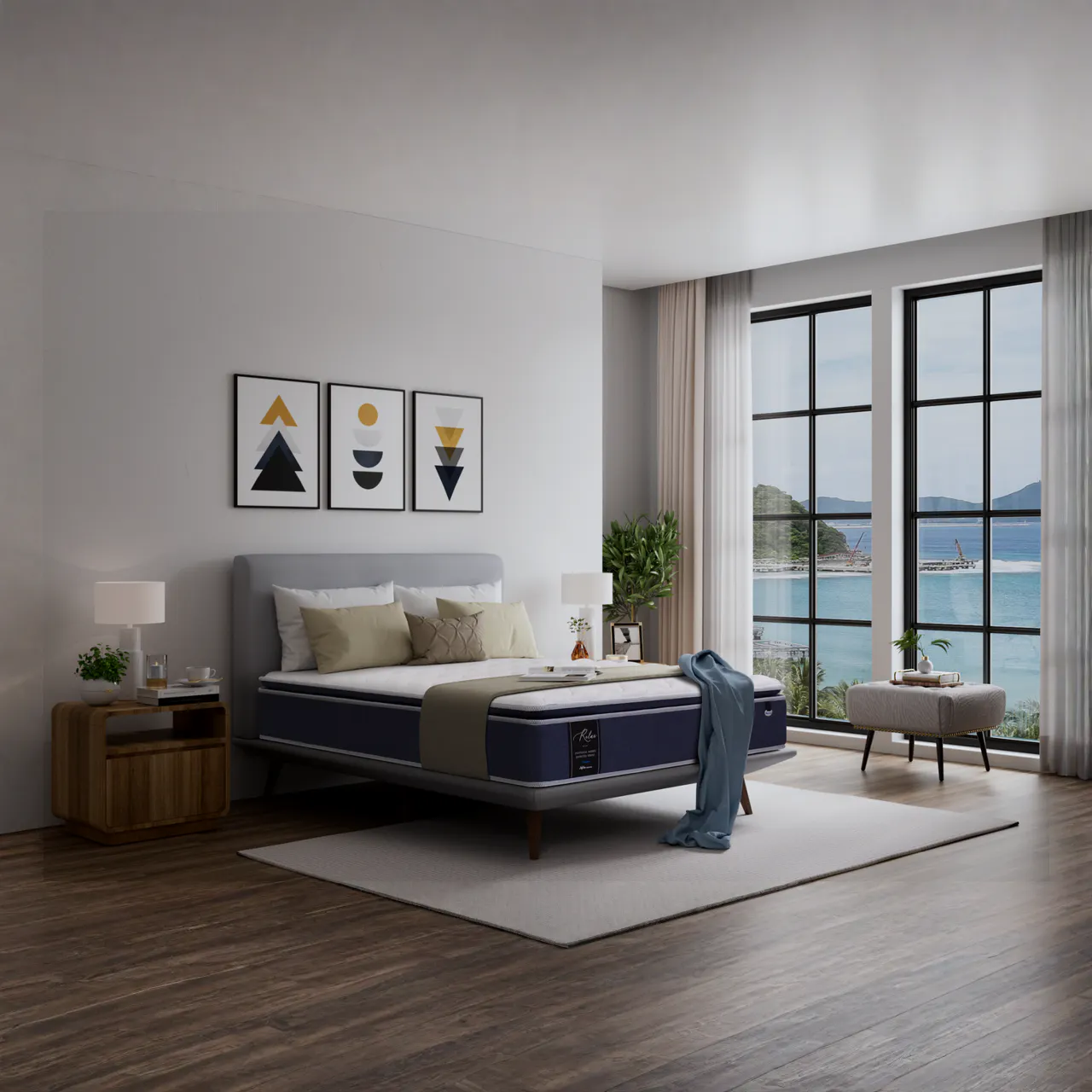 MaxCoil RELAX 30cm Mattress - Medium Firm (4 Sizes) *HipVan Exclusive!* - 15 - Modern bedroom with large windows, minimalist
