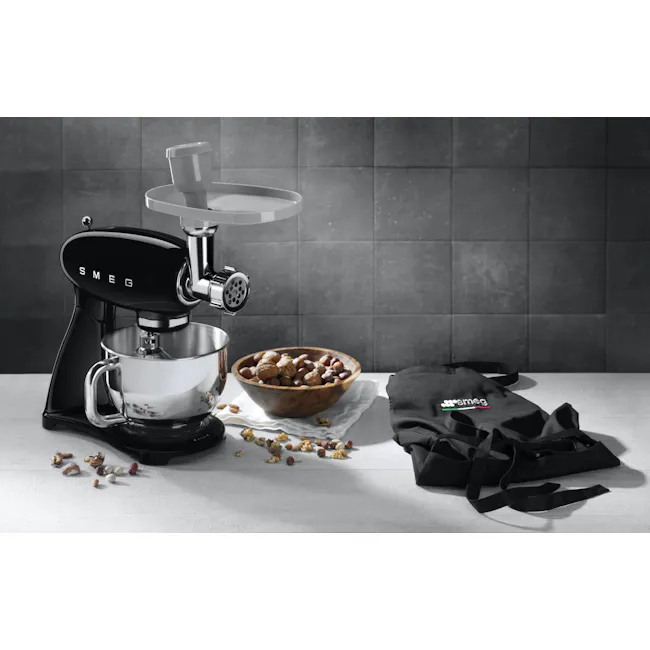 SMEG Stand Mixer Full Colour - Black - 3 - black and silver kitchen mixer, nut crushing, baking tool, baking tray, baking