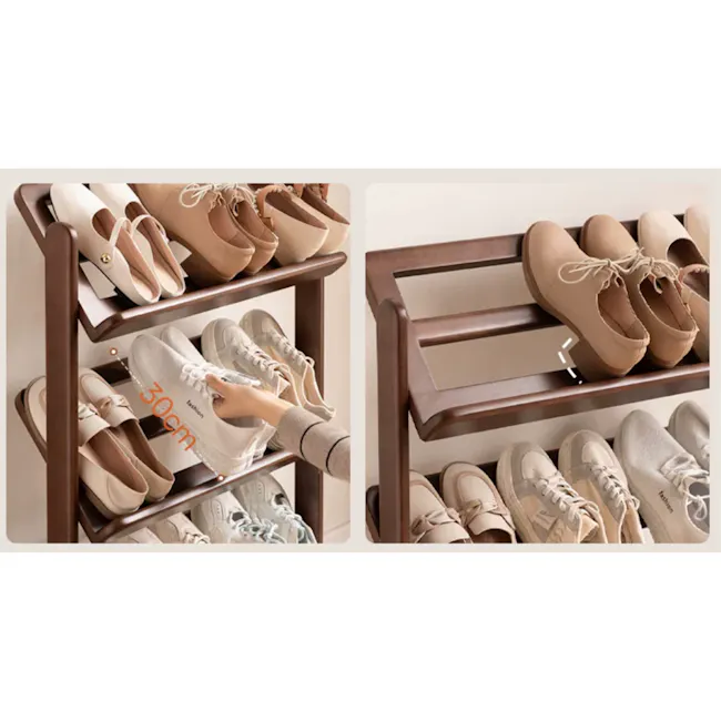 Lara 3 Tier Shoe Rack 0.9m - Walnut - 5