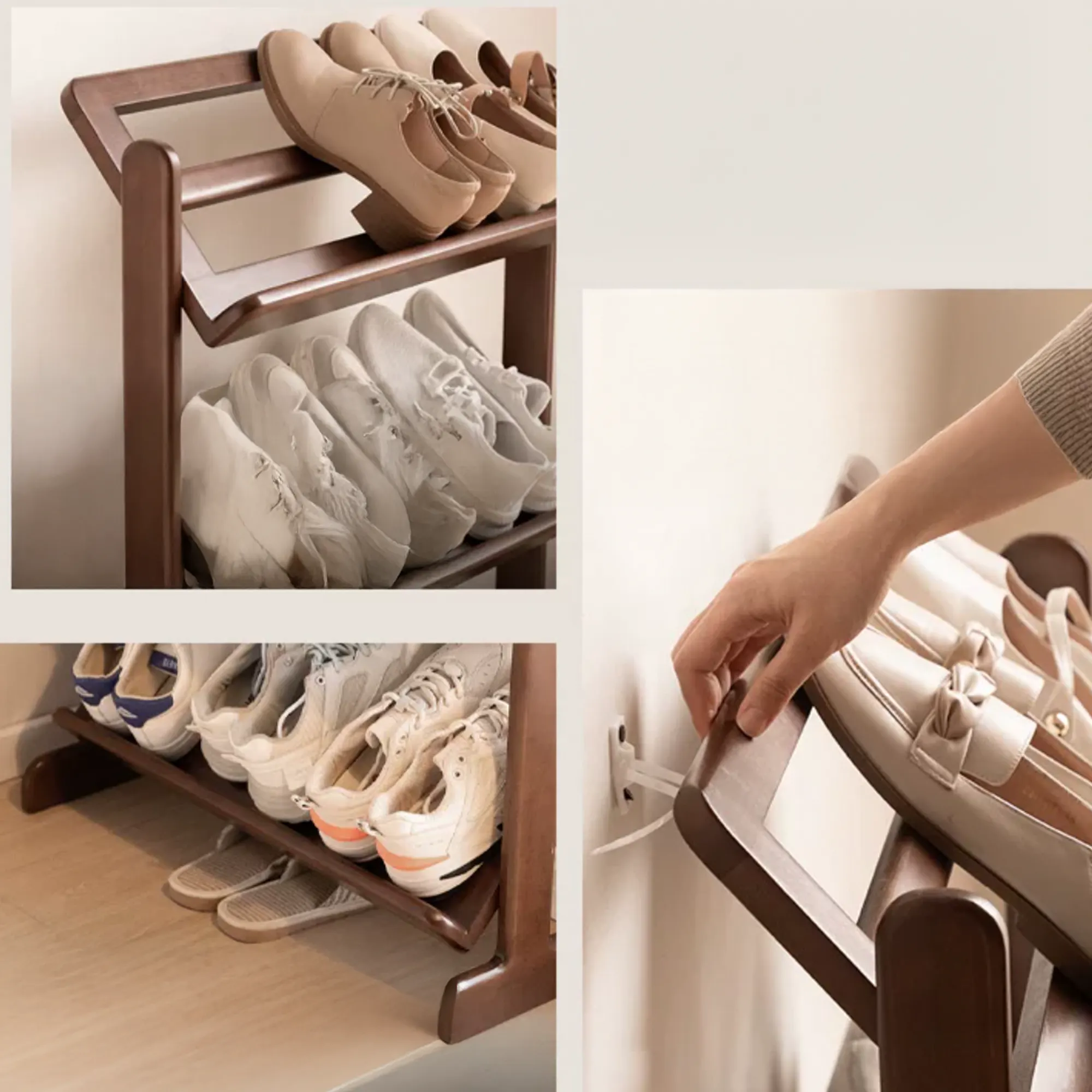 Lara 3 Tier Shoe Rack 0.9m - Walnut - 10