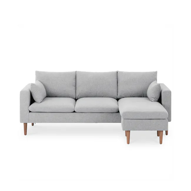 Alicia L-Shaped Sofa - Slate - 1 - Grey upholstered sectional sofa, minimalist design, modern decor, light gray fabric