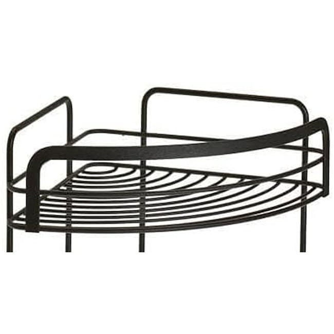 Metaltex Origin 3 Tier Corner Shelf - Black - 3 - Metallic frame, modern design, curved bars, layered structure, industrial