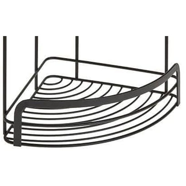 Metaltex Origin 3 Tier Corner Shelf - Black - 5 - Sleek metal bed frame with curved design, Modern bed with integrated