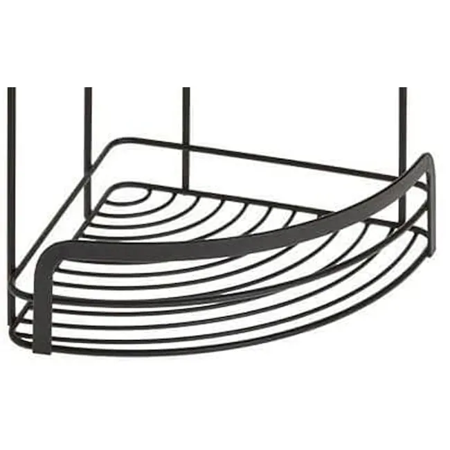 Metaltex Origin 3 Tier Corner Shelf - Black - 5 - Sleek metal bed frame with curved design, Modern bed with integrated