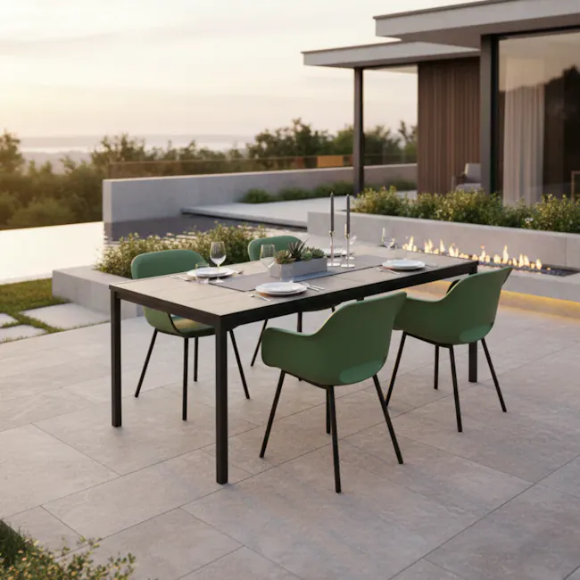 Porto Outdoor Dining Set with 4 Noa Chairs in Green - 3