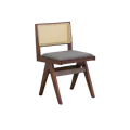 Dean Rattan Chair - Walnut, Dark Grey (Fabric)