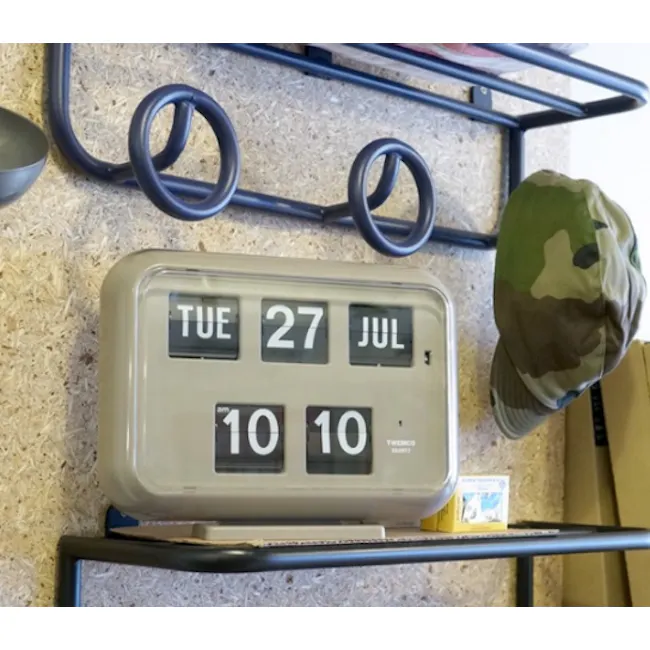 TWEMCO Big Calendar Flip Wall Clock - Grey - 2
