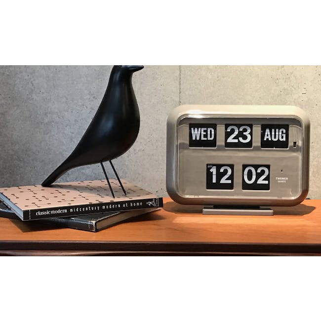 TWEMCO Big Calendar Flip Wall Clock - Grey - 4