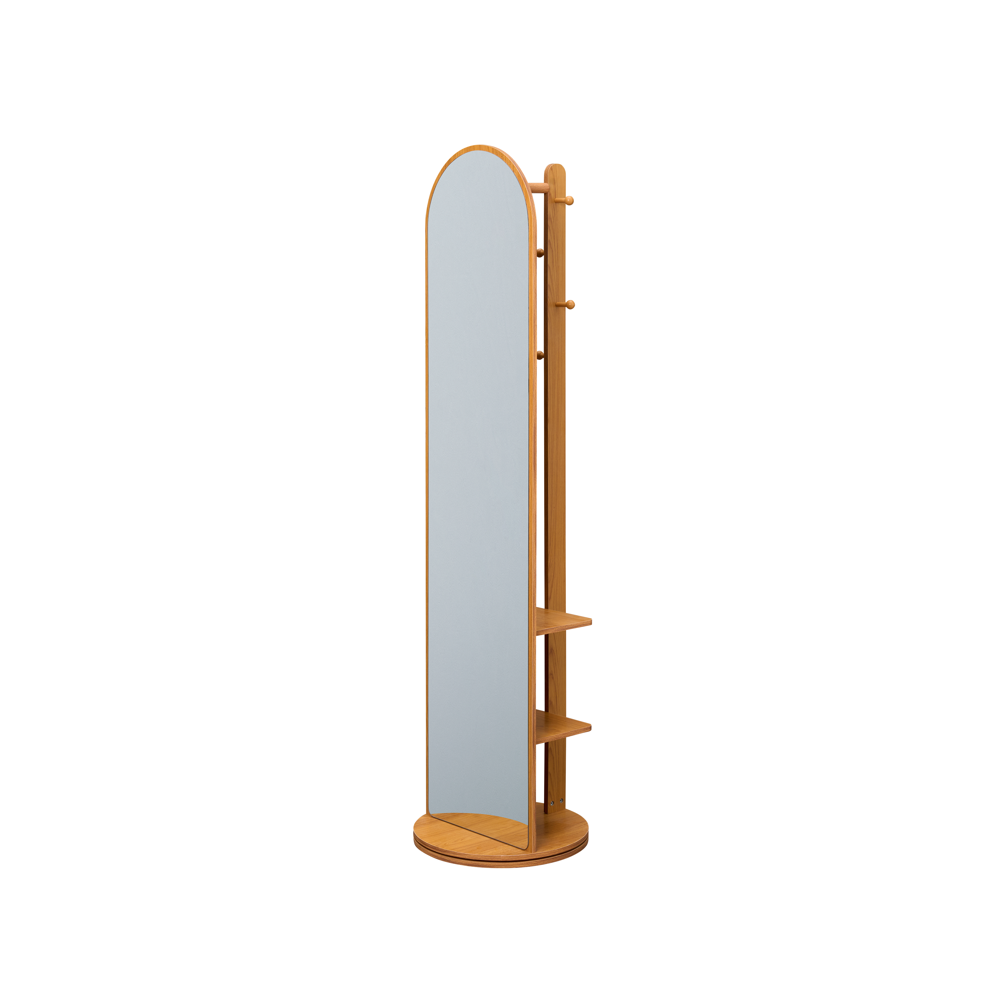 Quino Swivel Standing Mirror with Storage 50 x 170 cm - Natural