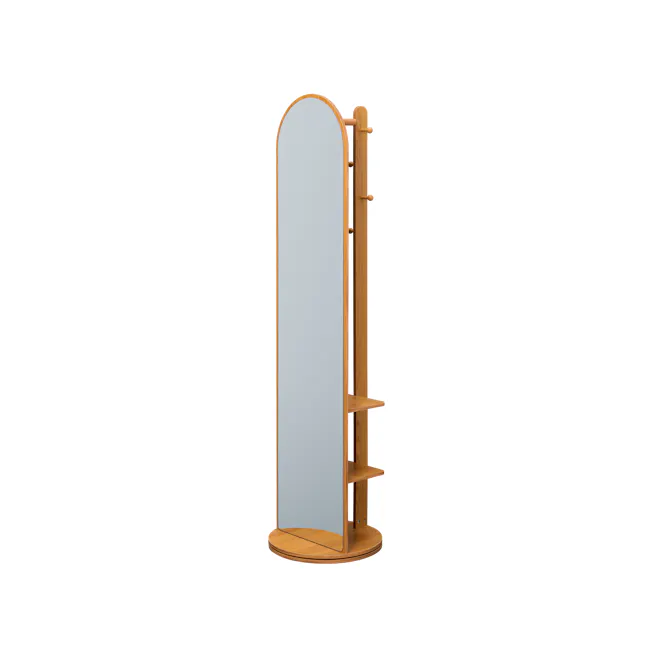 Quino Swivel Standing Mirror with Storage 50 x 170 cm - Natural - 1