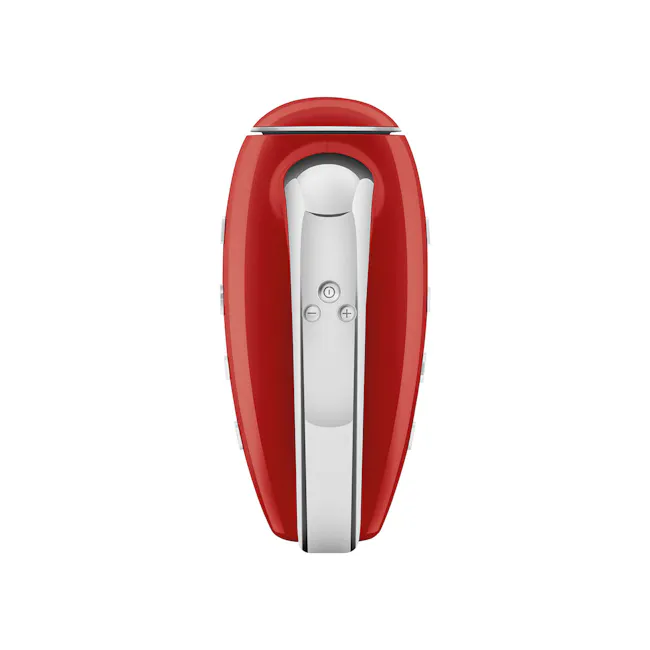 SMEG Hand Mixer - Red - 9 - Red and silver hair dryer, sleek design, modern aesthetic, digital control panel, button layout