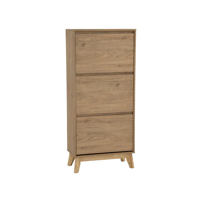 Herschel Shoe Cabinet - Natural - 1 - Wooden dresser with natural wood finish, minimalist design, tall rectangular shape