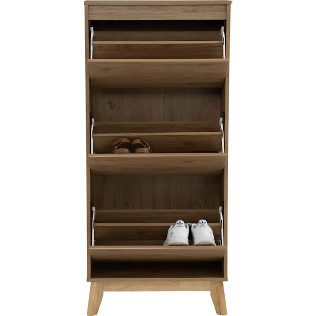 Herschel Shoe Cabinet - Natural - 7 - Wooden shoe organizer, neatly organized shoes, spacious storage, minimalist design