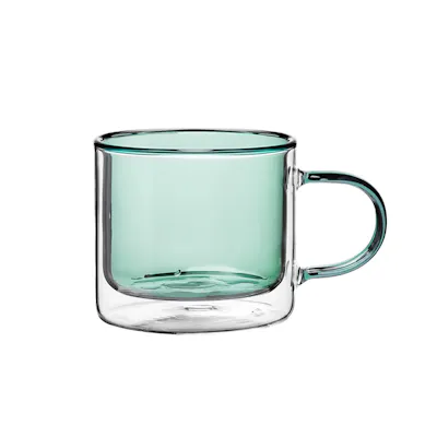 Dane Double Wall Glass Mug - Green
