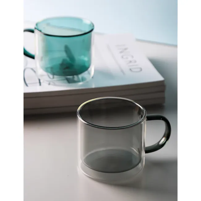 Dane Double Wall Glass Mug - Green - 6