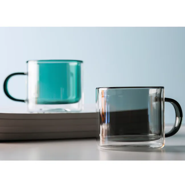 Dane Double Wall Glass Mug - Green - 5