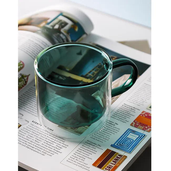 Dane Double Wall Glass Mug - Green - 4