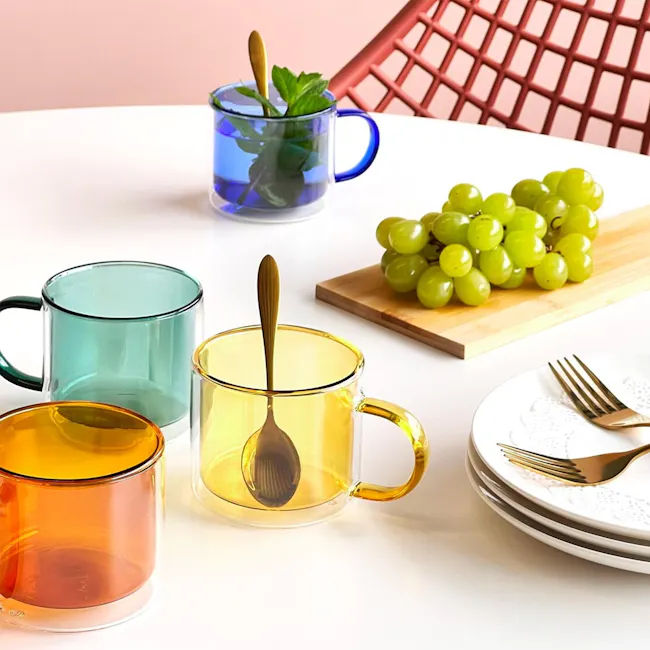 Dane Double Wall Glass Mug - Green - 2