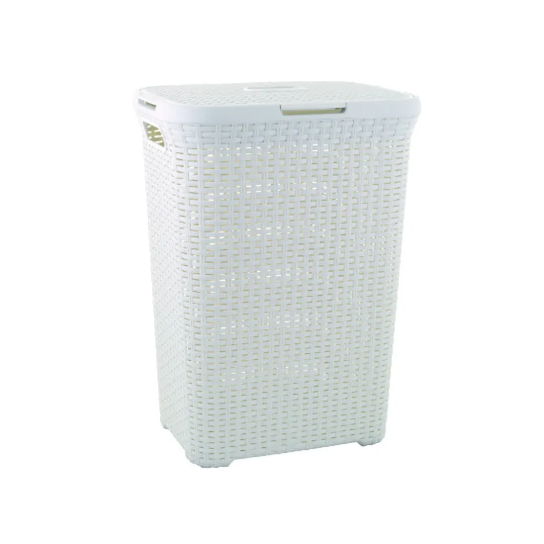 Rattan Style Rectangular Hamper with Lid - Dark Brown (2 Sizes), Curver ...