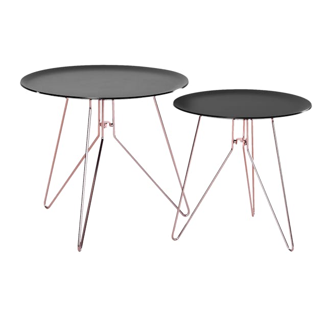 Oba Coffee Table (Set of 2) - Black Acrylic, Copper - 11