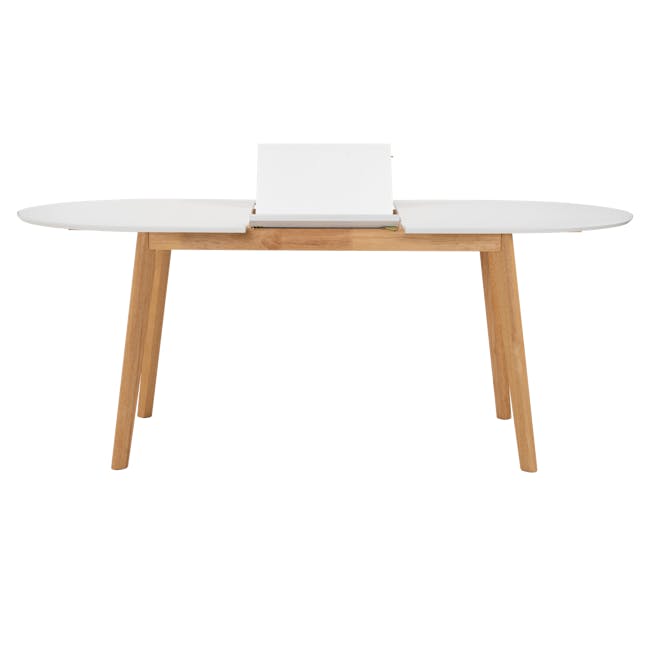 (As-is) Werner Oval Extendable Dining Table 1.5m-2m - Natural, White - 3 - 21 - Modern minimalist table, wooden legs, white