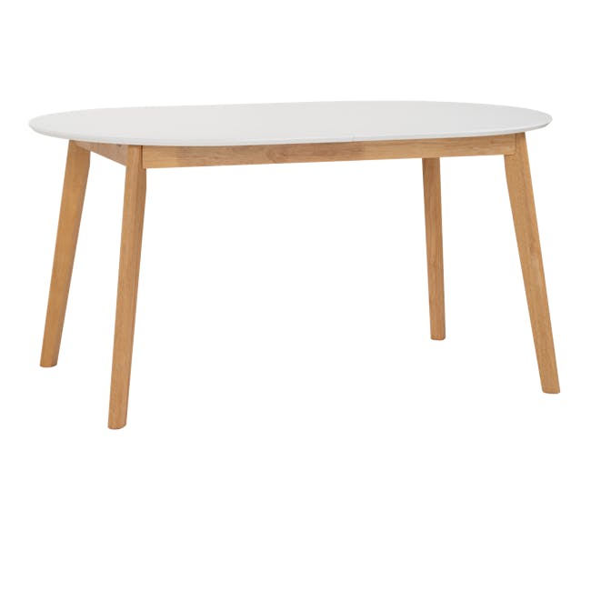 Werner Extendable Oval Dining Table 1.5m-2m in Natural, White with 4 Tricia Dining Chairs in Oak, Light Grey (Fabric) - 10