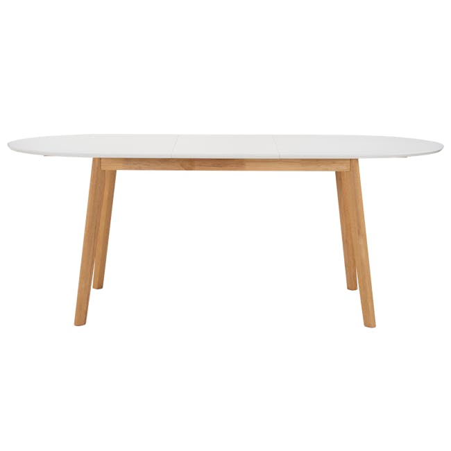 Werner Extendable Oval Dining Table 1.5m-2m in Natural, White with 4 Tricia Dining Chairs in Oak, Light Grey (Fabric) - 7