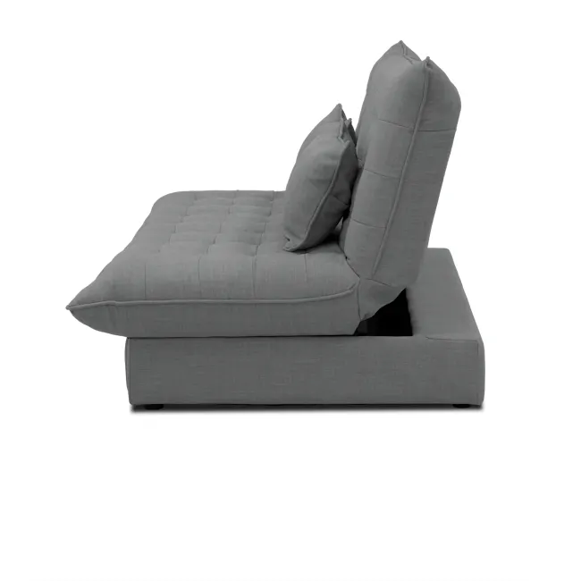 Tessa 3 Seater Storage Sofa Bed - Pewter Grey (Eco Clean Fabric) - 12 - Modern tufted sofa, minimalist design, gray fabric
