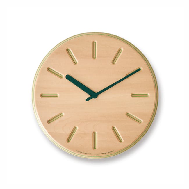 Line Paper-Wood Clock - Green - 0