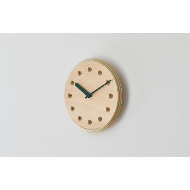Line Paper-Wood Clock - Green - 3