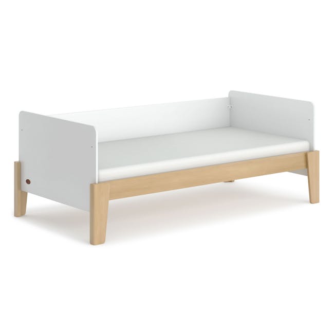 Natty Guarded Single Bed - Barley White & Almond - 4 - Modern minimalist bed frame, sleek design, white upholstered