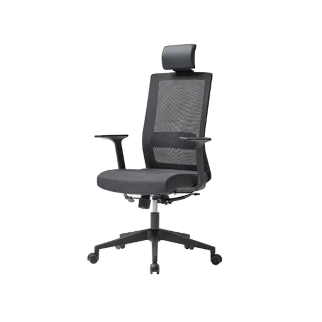 Carsen High Back Mesh Office Chair - Black - 1 - Modern ergonomic office chair with breathable mesh backrest, adjustable