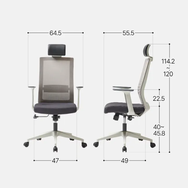 Carsen High Back Mesh Office Chair - Black - 11 - Ergonomic office chair with adjustable height and tilt, Modern swivel