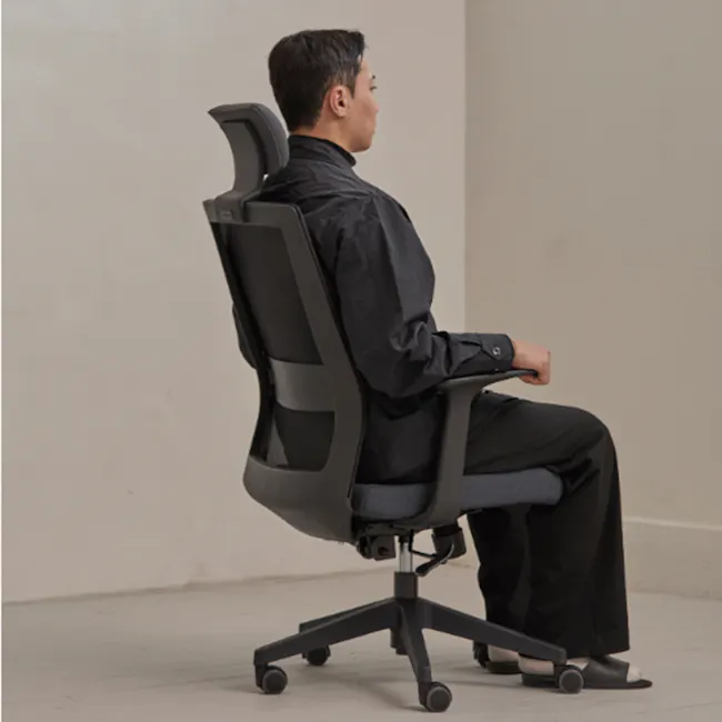 Carsen High Back Mesh Office Chair - Black - 5 - Black ergonomic office chair, modern design, adjustable armrests, padded