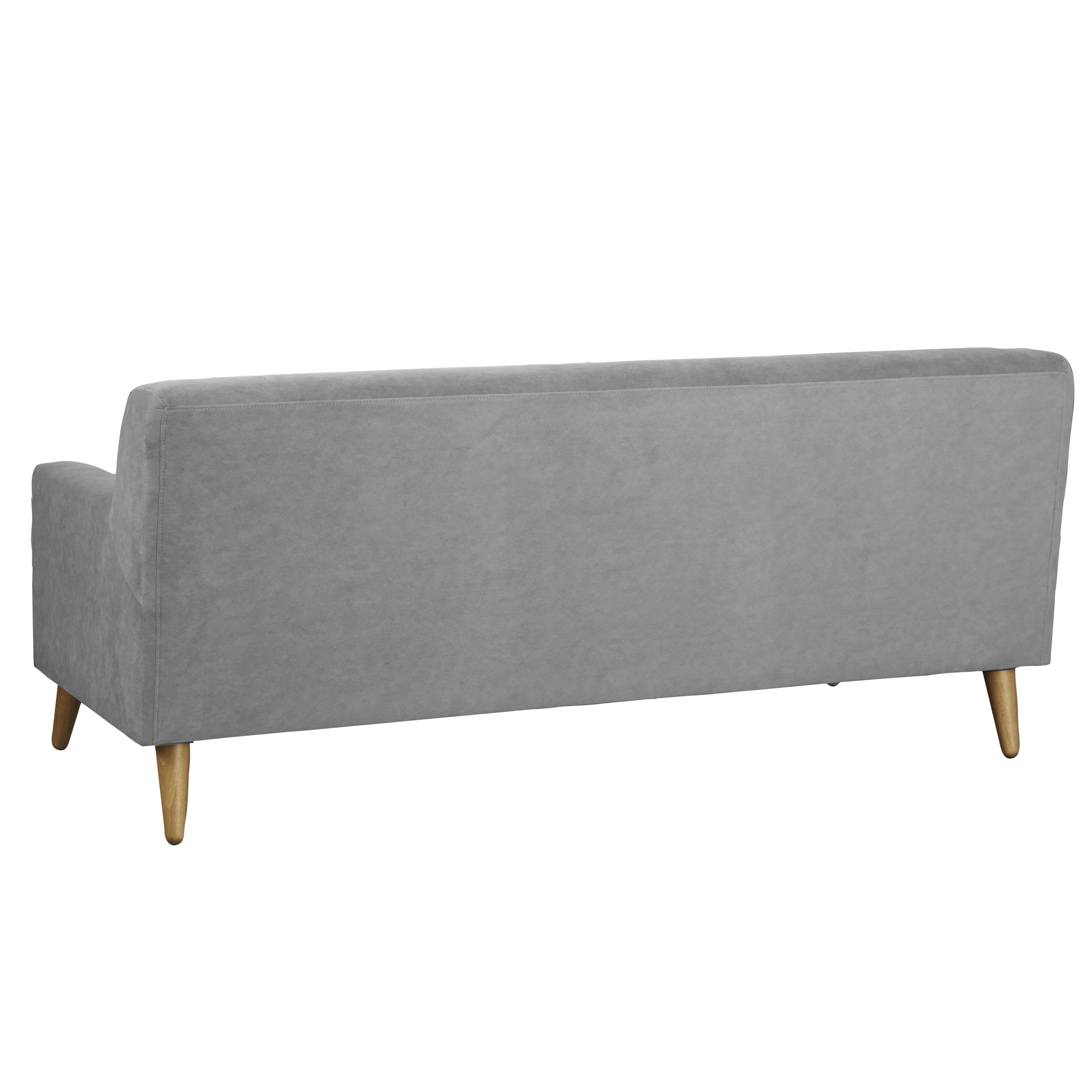 Damien 3 Seater Sofa with Damien 2 Seater Sofa - Grey (Scratch Resistant Fabric) - 9 - Grey upholstered sofa with wooden