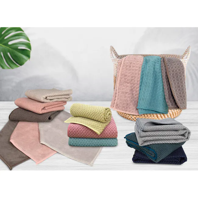 Milton Home Kitchen Microfiber Square Towel (3 Pieces) - Cool - 2