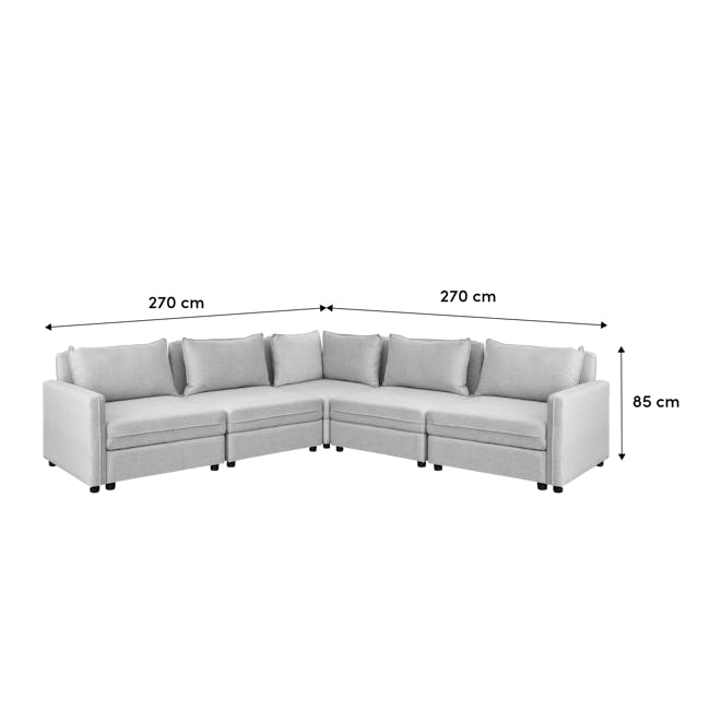 Cameron Large Corner Storage Sofa - Sand (Fabric) - 5 - Grey sectional sofa, 270 cm width, 85 cm height, 4 cushion
