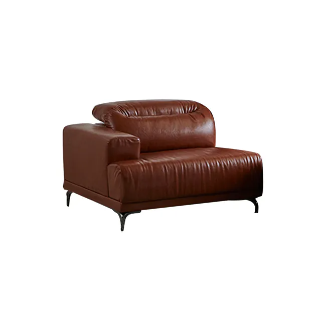 Lorney 4 Seater Sofa with Adjustable Headrest and Ottoman - Camel (Faux Leather) - 23
