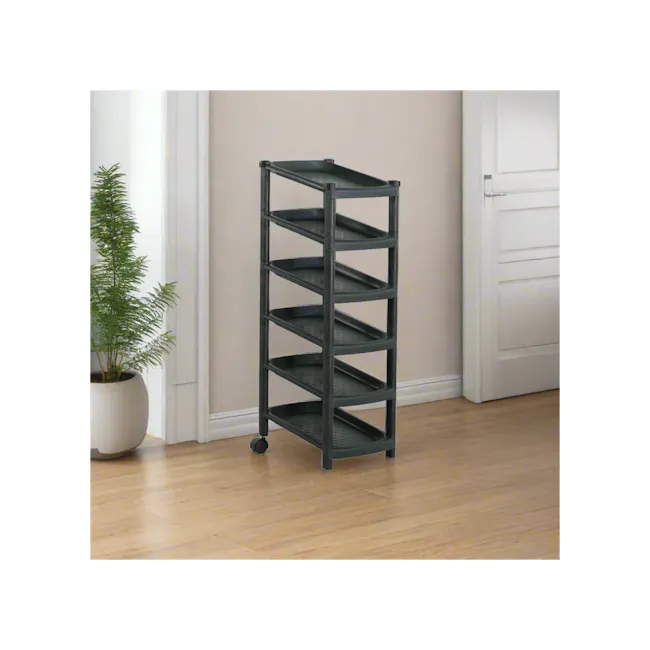 TOYOGO 6 Tier Single Shoe Rack with 2 Wheels - 2