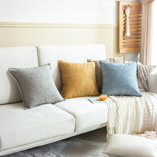 Lucy Cushion - Iceberg - 2 - Cream, gray, mustard, blue, beige, textured, cozy, modern, comfortable, inviting, soft