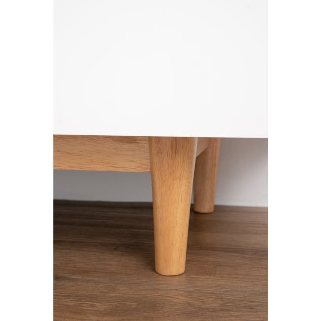 (As-is) Aalto TV Cabinet 1.6m - White, Natural - 15 - 52 - Wooden table legs, natural wood finish, smooth surface, wooden