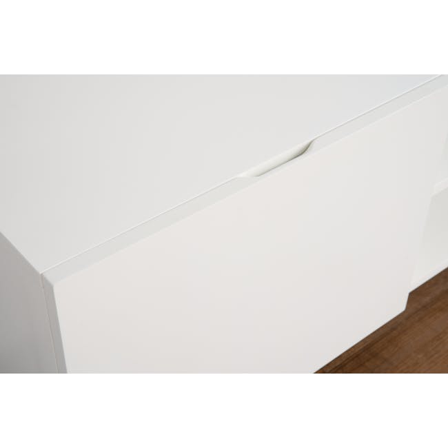 (As-is) Aalto TV Cabinet 1.6m - White, Natural - 15 - 61 - White cabinet, minimalist design, clean lines, smooth surface