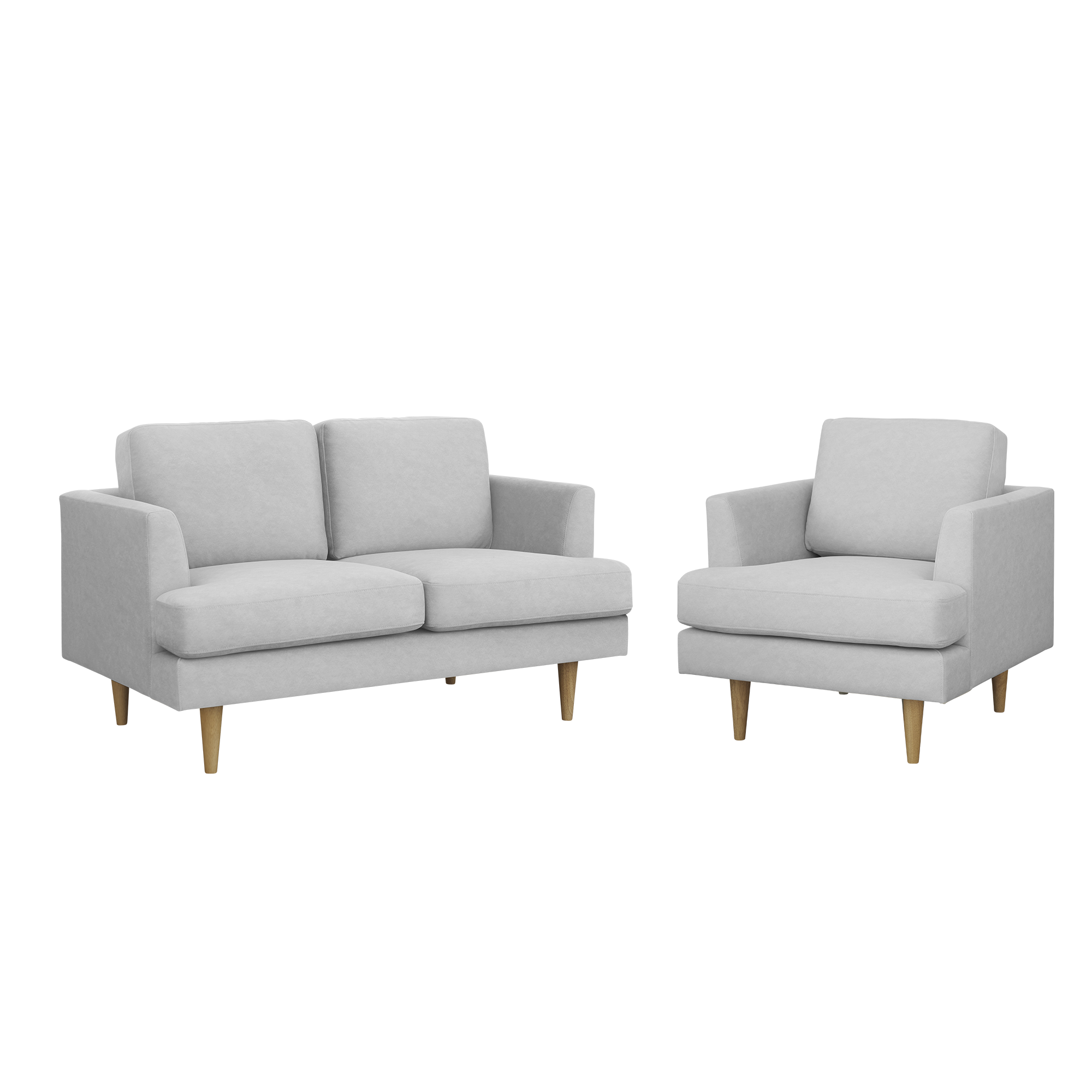 Soma 2 Seater Sofa with Soma Armchair - Silver (Scratch Resistant)