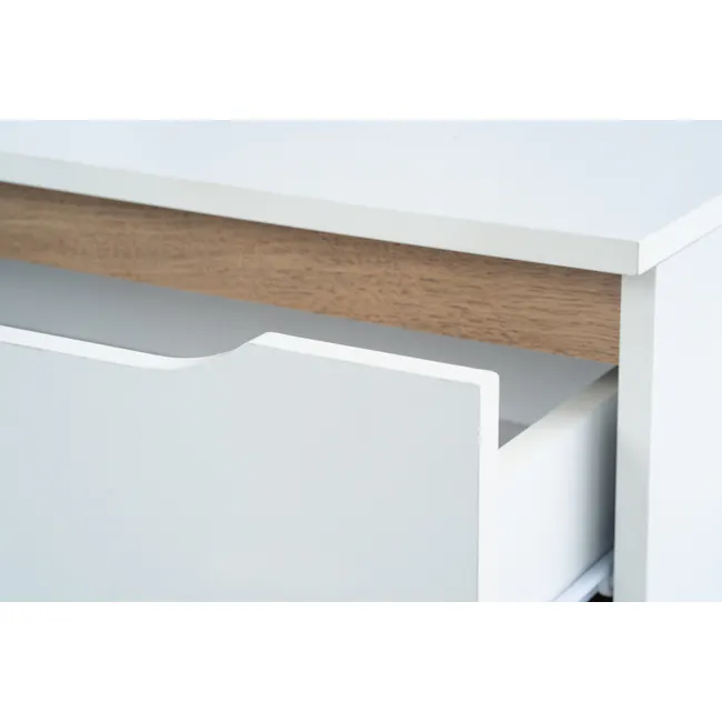 Miah Sideboard 1.6m - Natural, White - 9 - Wooden surface, white drawer, minimalist design, clean lines, modern furniture