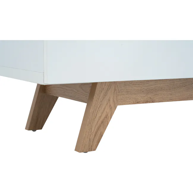 Miah Sideboard 1.6m - Natural, White - 14 - Wooden table legs, minimalist design, natural wood grain, sturdy construction