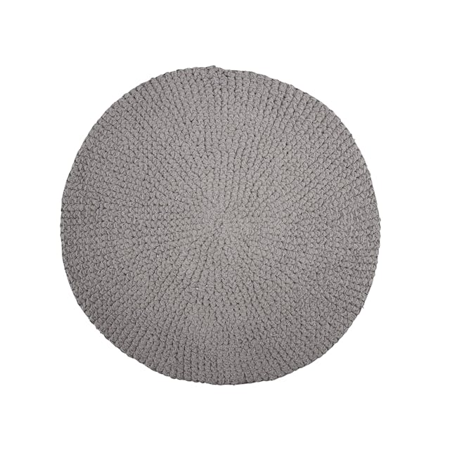 Crochet Woven Round Rug 0.8m - Grey - 0