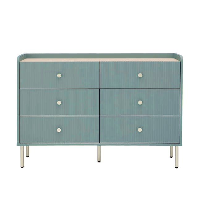 Soula 6 Drawer Chest 1.2m - Green - 1