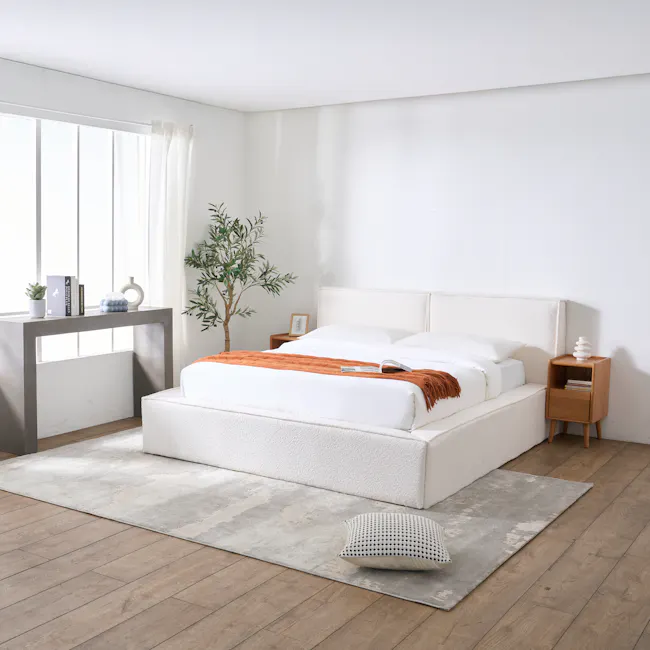 Maine Storage Queen Bed - White Boucle - 3
