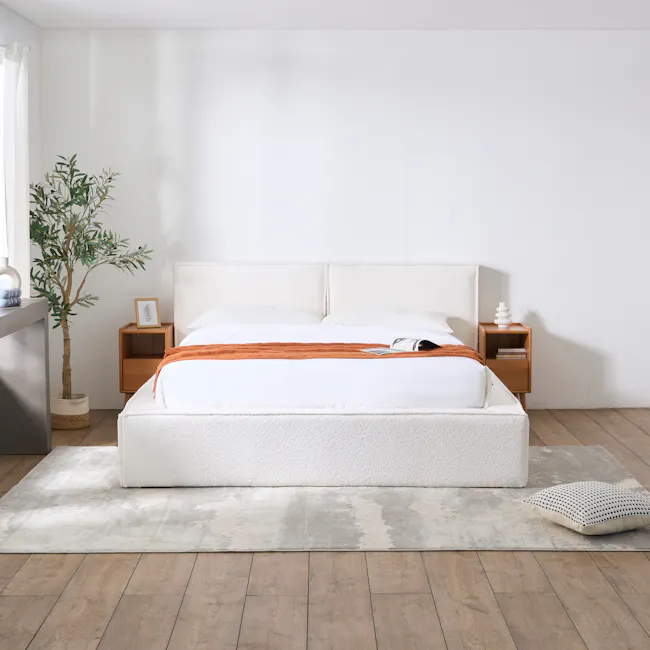 Maine Storage Queen Bed - White Boucle - 2